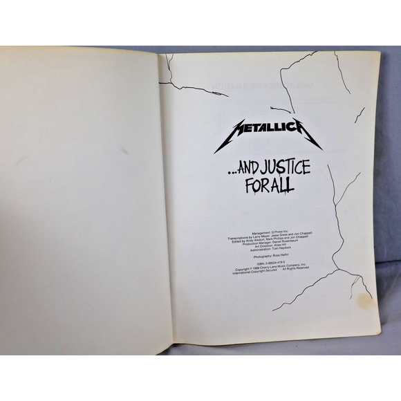 Vintage 1989 Metallica And Justice For All Guitar Tab Songbook Full Album - Picture 5 of 5